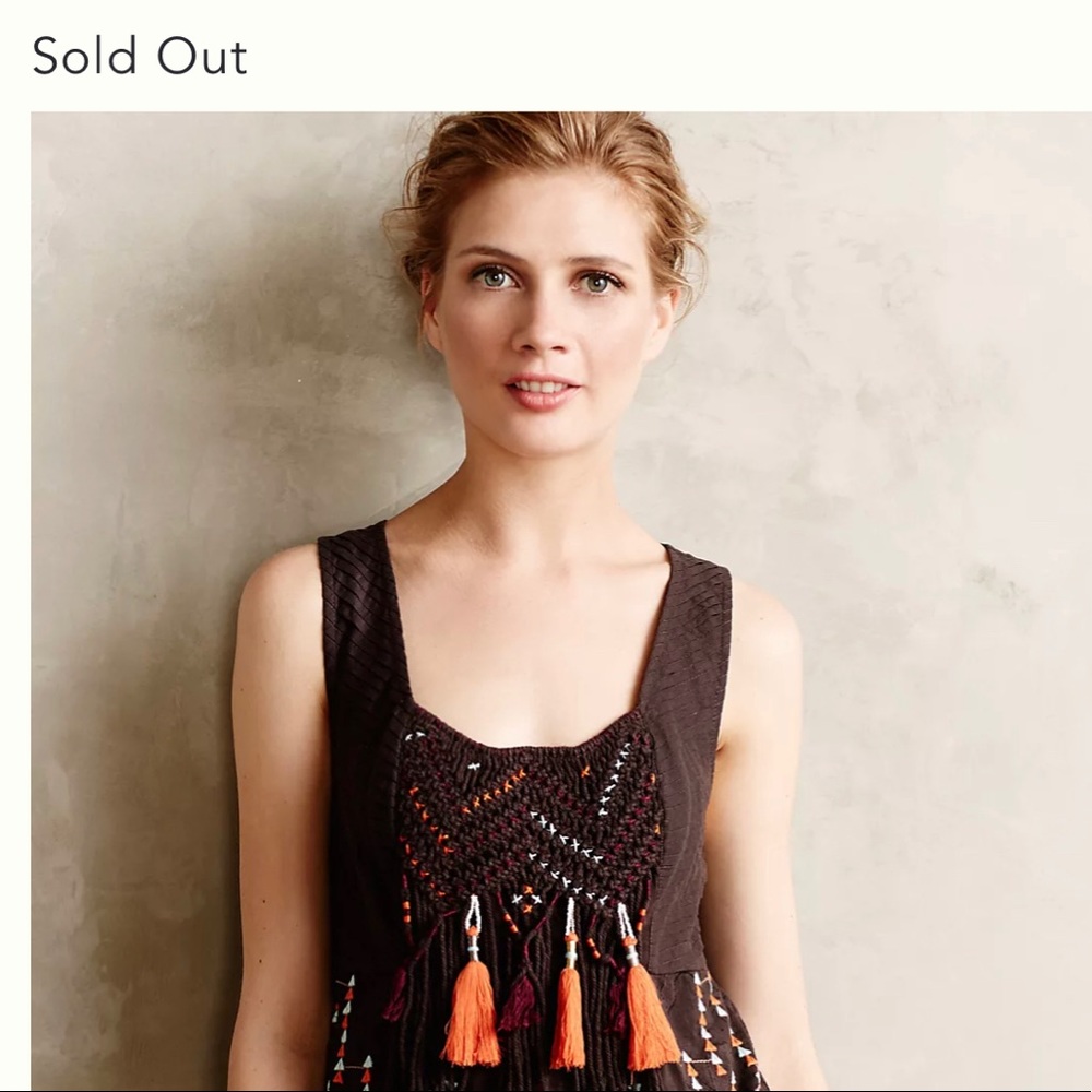 Anthro Akemi+Kin Rigmarole Embroidered Tassel Top - Picture 2 of 11